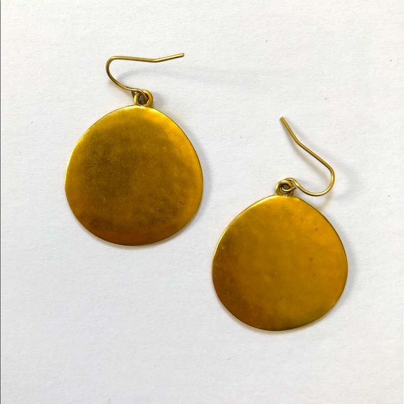 Gold Medallion Dangle Earrings - Picture 4 of 4